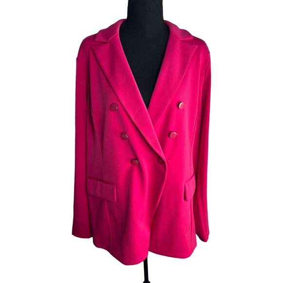 QVC Susan Graver PETITE LK Fusion Double-Breasted Blazer NWT FUSHSIA SIZE LP - Picture 4 of 10